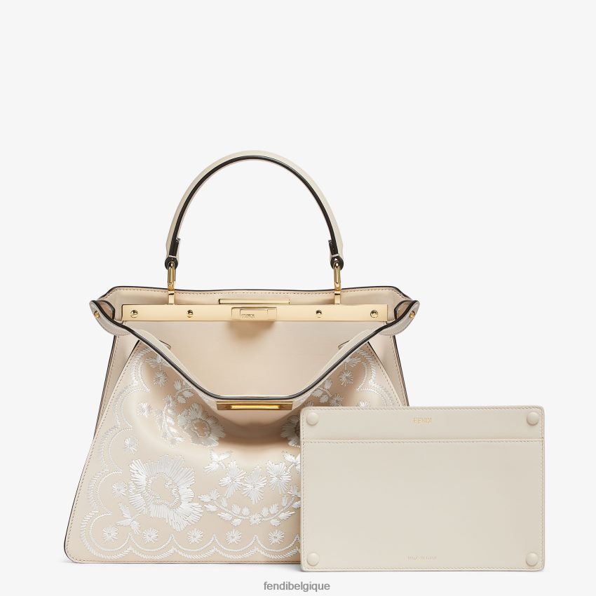 accessoires Fendi sac en cuir camélia avec broderie florale rose femmes 8X8J2J605 Fendi Belgique