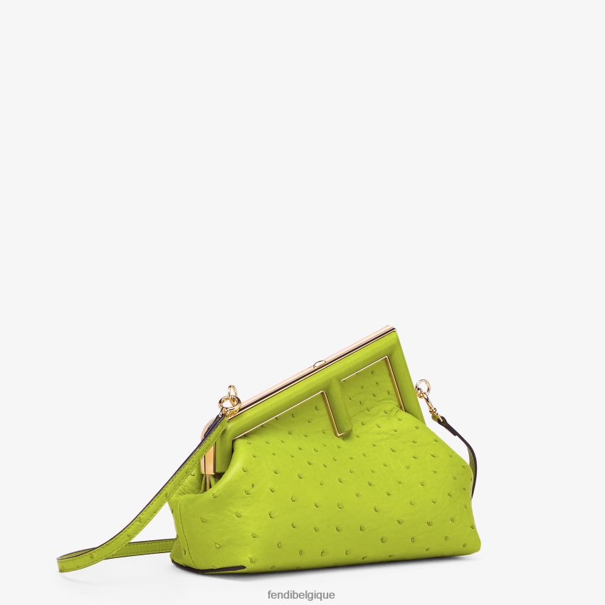 accessoires Fendi sac en cuir d\'autruche acide vert femmes 8X8J2J894 Fendi Lunette De Soleil