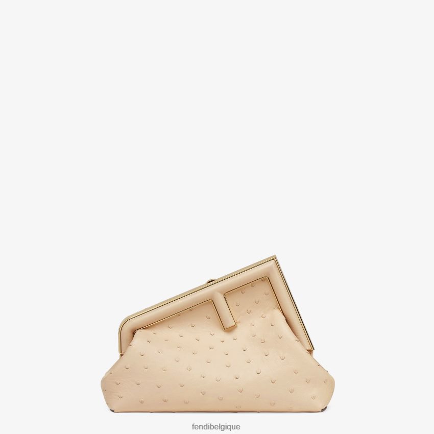 accessoires Fendi sac en cuir d'autruche beige femmes 8X8J2J856 Fendi Sac