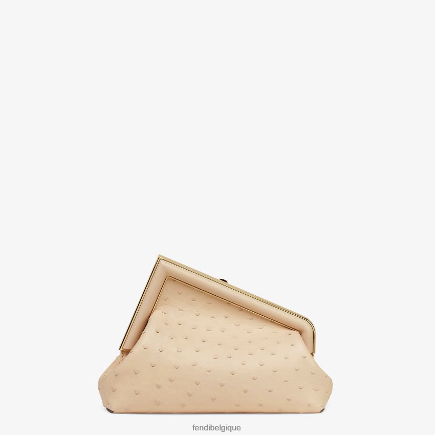 accessoires Fendi sac en cuir d\'autruche beige femmes 8X8J2J856 Fendi Sac