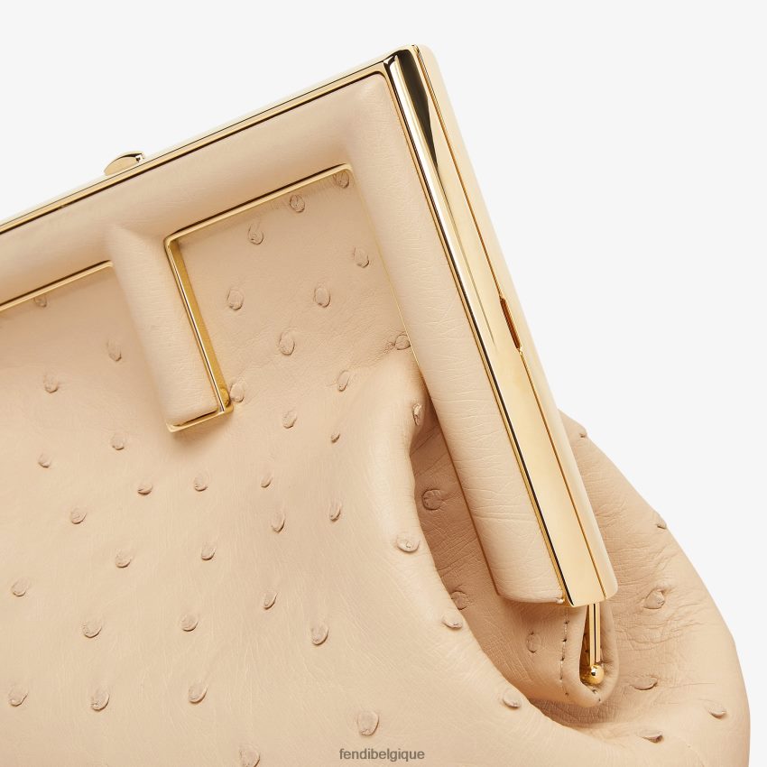 accessoires Fendi sac en cuir d\'autruche beige femmes 8X8J2J856 Fendi Sac