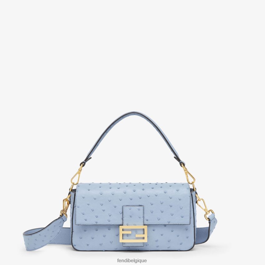 accessoires Fendi sac en cuir d'autruche bleu clair femmes 8X8J2J673 Fendi Sac
