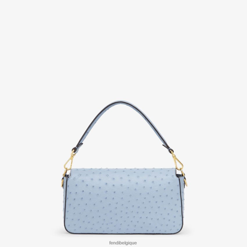 accessoires Fendi sac en cuir d\'autruche bleu clair femmes 8X8J2J673 Fendi Sac
