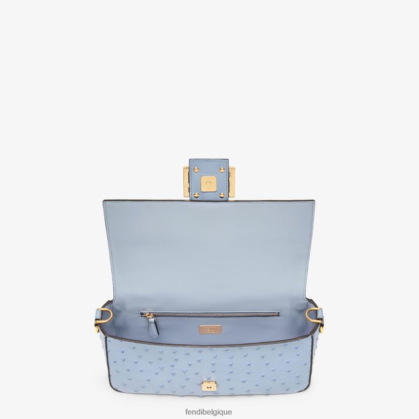 accessoires Fendi sac en cuir d\'autruche bleu clair femmes 8X8J2J673 Fendi Sac