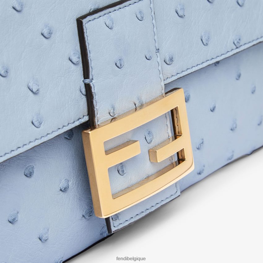 accessoires Fendi sac en cuir d\'autruche bleu clair femmes 8X8J2J673 Fendi Sac
