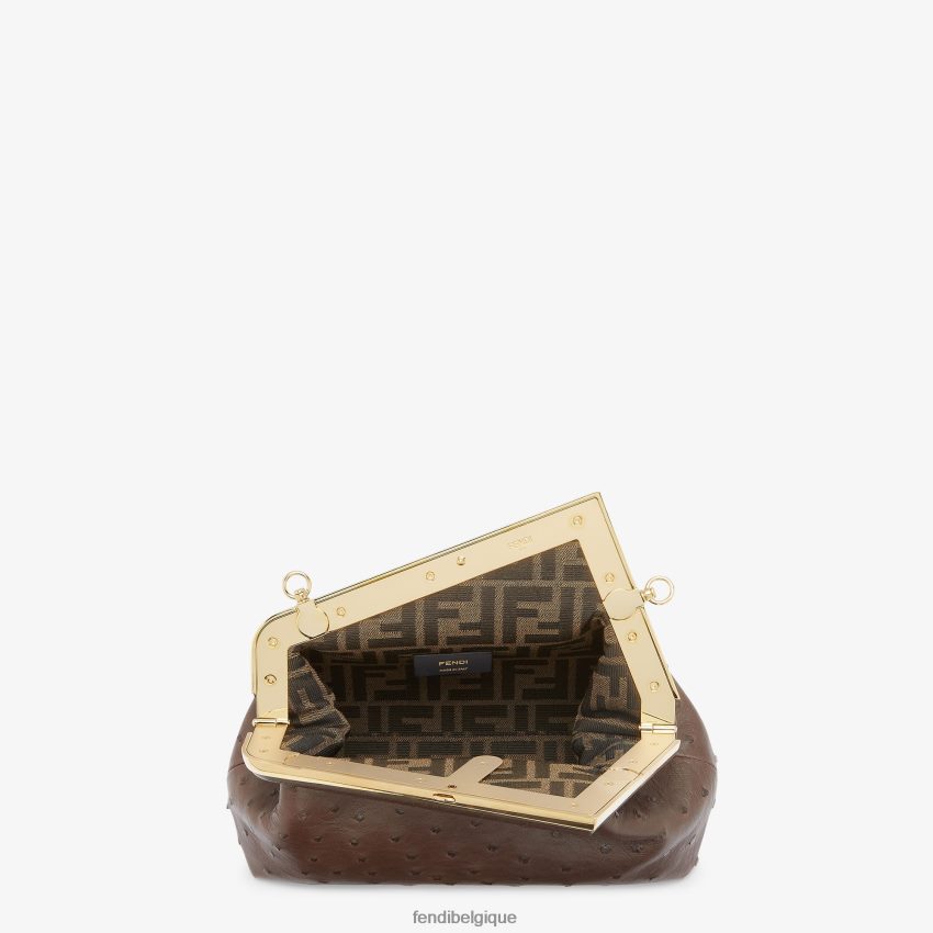 accessoires Fendi sac en cuir d\'autruche brun femmes 8X8J2J789 Fendi Lunette De Soleil