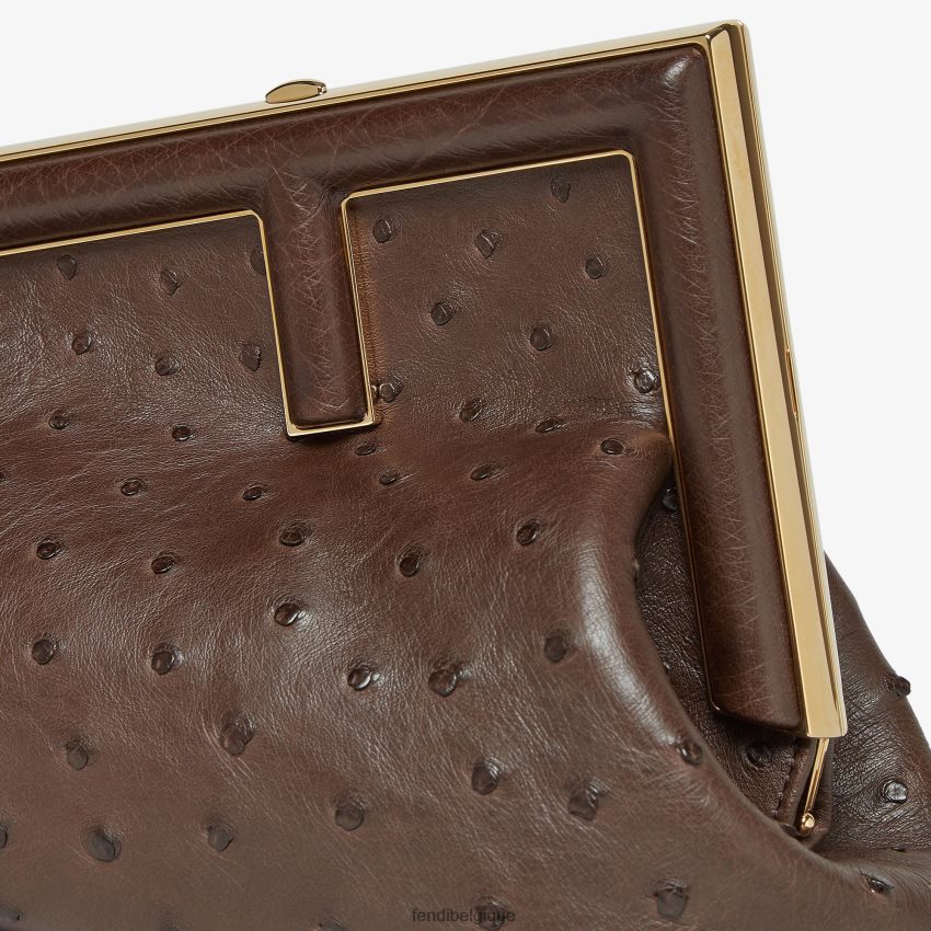 accessoires Fendi sac en cuir d\'autruche brun femmes 8X8J2J789 Fendi Lunette De Soleil