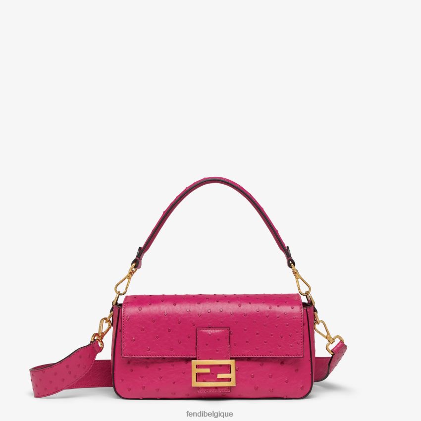 accessoires Fendi sac en cuir d'autruche fuchsia rose femmes 8X8J2J616 Fendi Sac