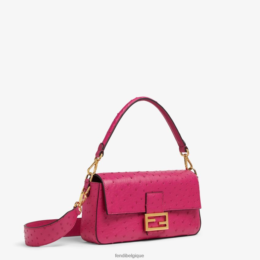 accessoires Fendi sac en cuir d\'autruche fuchsia rose femmes 8X8J2J616 Fendi Sac