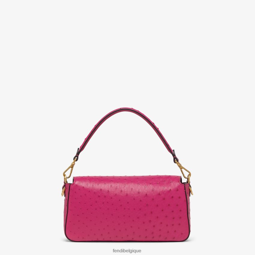accessoires Fendi sac en cuir d\'autruche fuchsia rose femmes 8X8J2J616 Fendi Sac