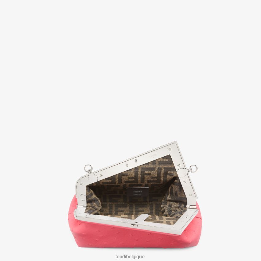 accessoires Fendi sac en cuir d\'autruche rose femmes 8X8J2J775 Fendi Sac
