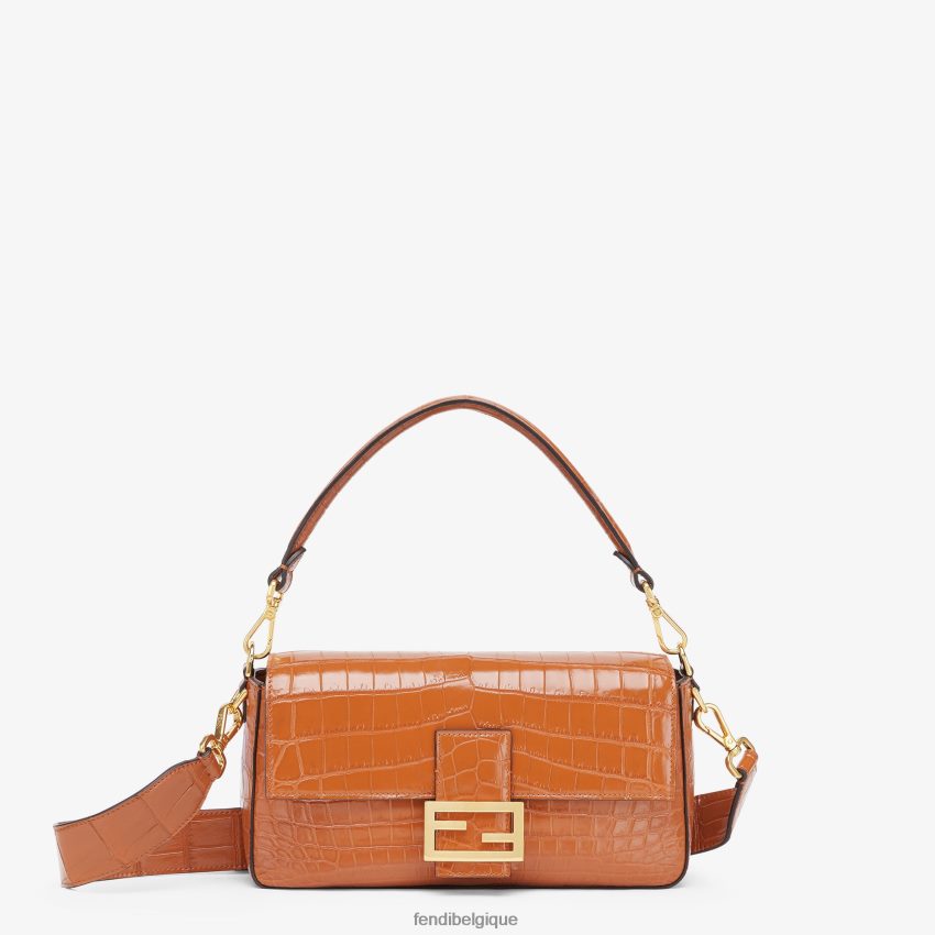 accessoires Fendi sac en cuir de crocodile brun femmes 8X8J2J667 Fendi Sac