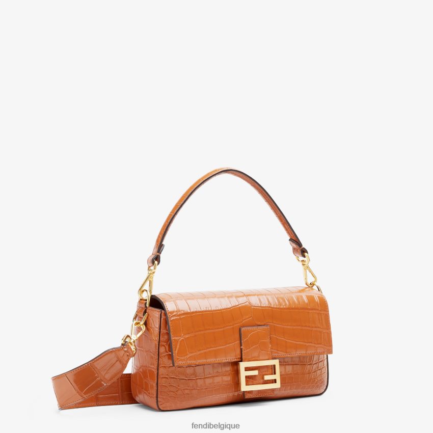 accessoires Fendi sac en cuir de crocodile brun femmes 8X8J2J667 Fendi Sac