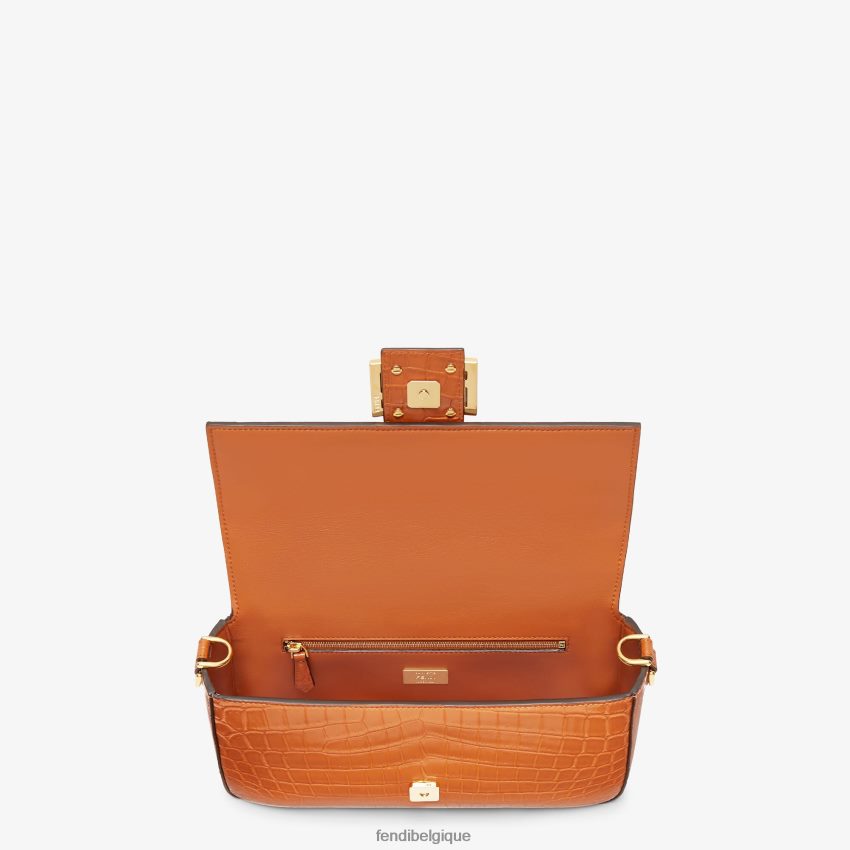 accessoires Fendi sac en cuir de crocodile brun femmes 8X8J2J667 Fendi Sac