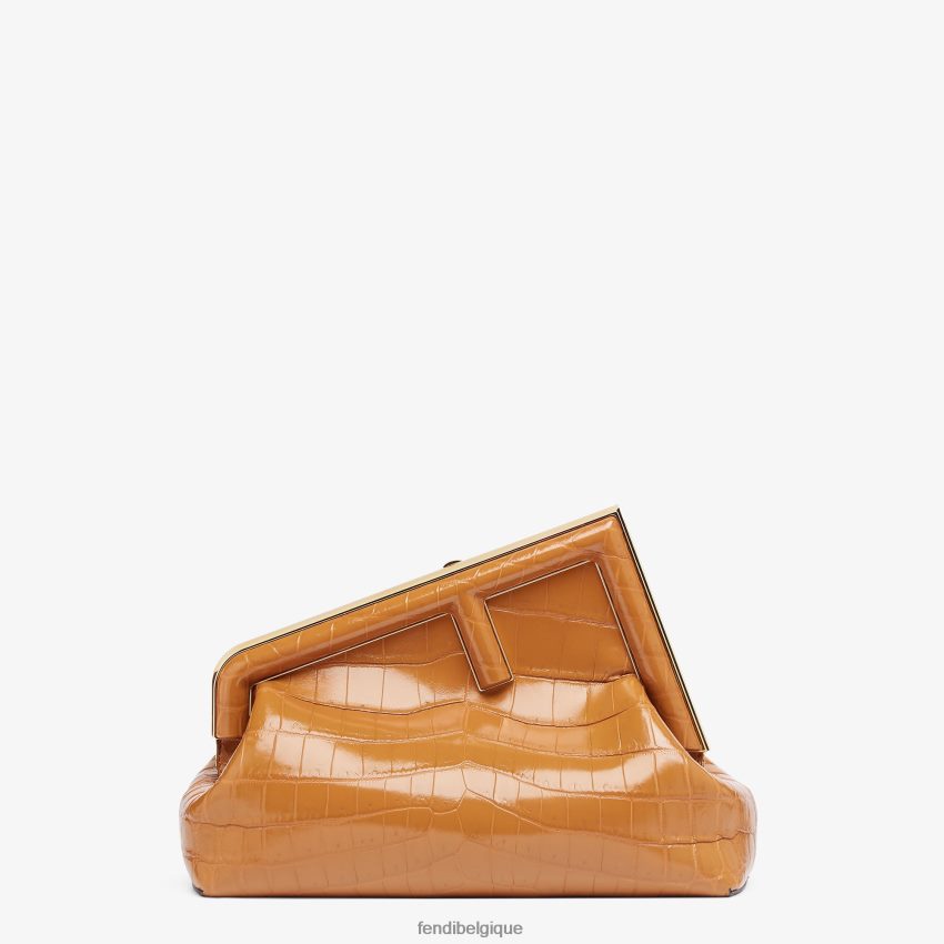 accessoires Fendi sac en cuir de crocodile brun femmes 8X8J2J773 Fendi Belgique