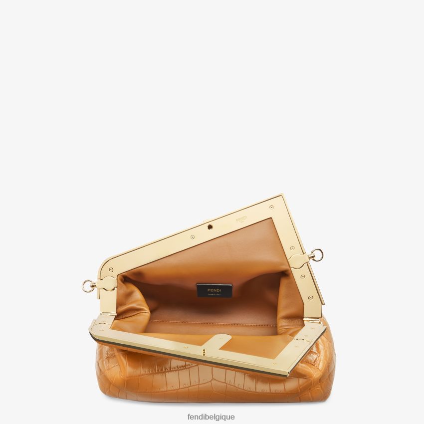 accessoires Fendi sac en cuir de crocodile brun femmes 8X8J2J773 Fendi Belgique