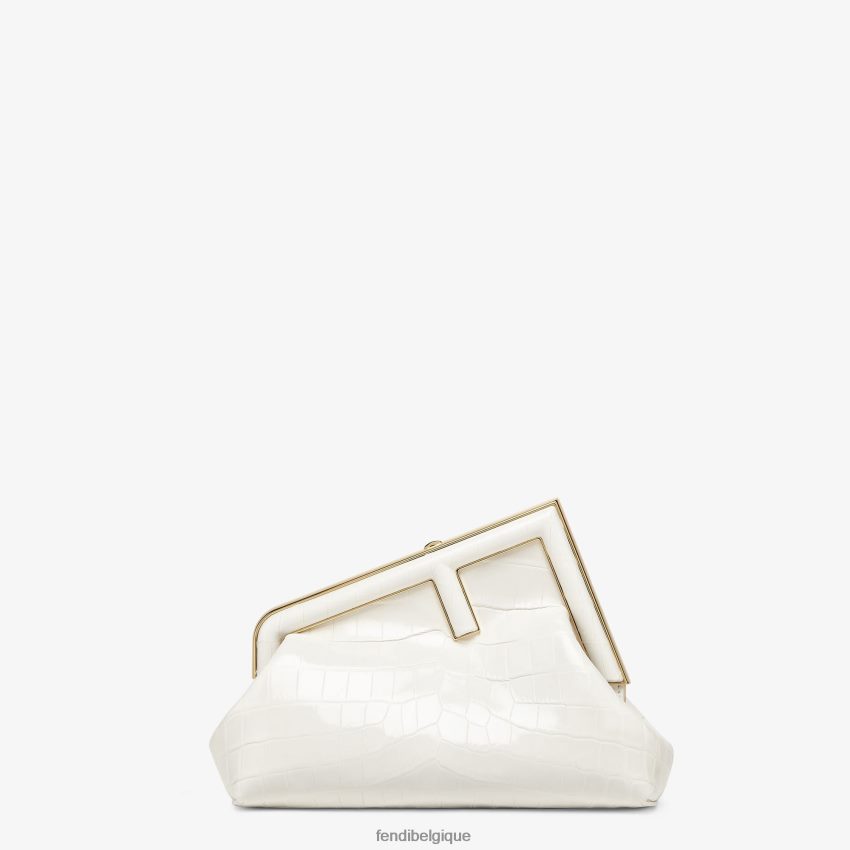 accessoires Fendi sac en cuir de crocodile laqué blanc femmes 8X8J2J907 Fendi Sac