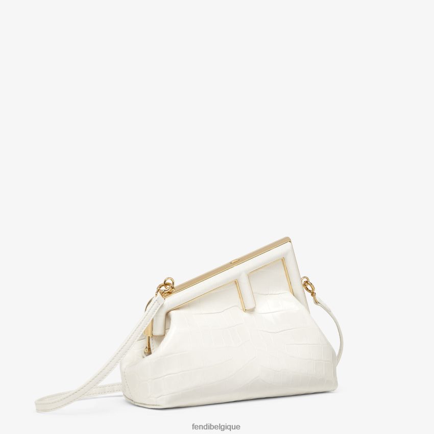 accessoires Fendi sac en cuir de crocodile laqué blanc femmes 8X8J2J907 Fendi Sac