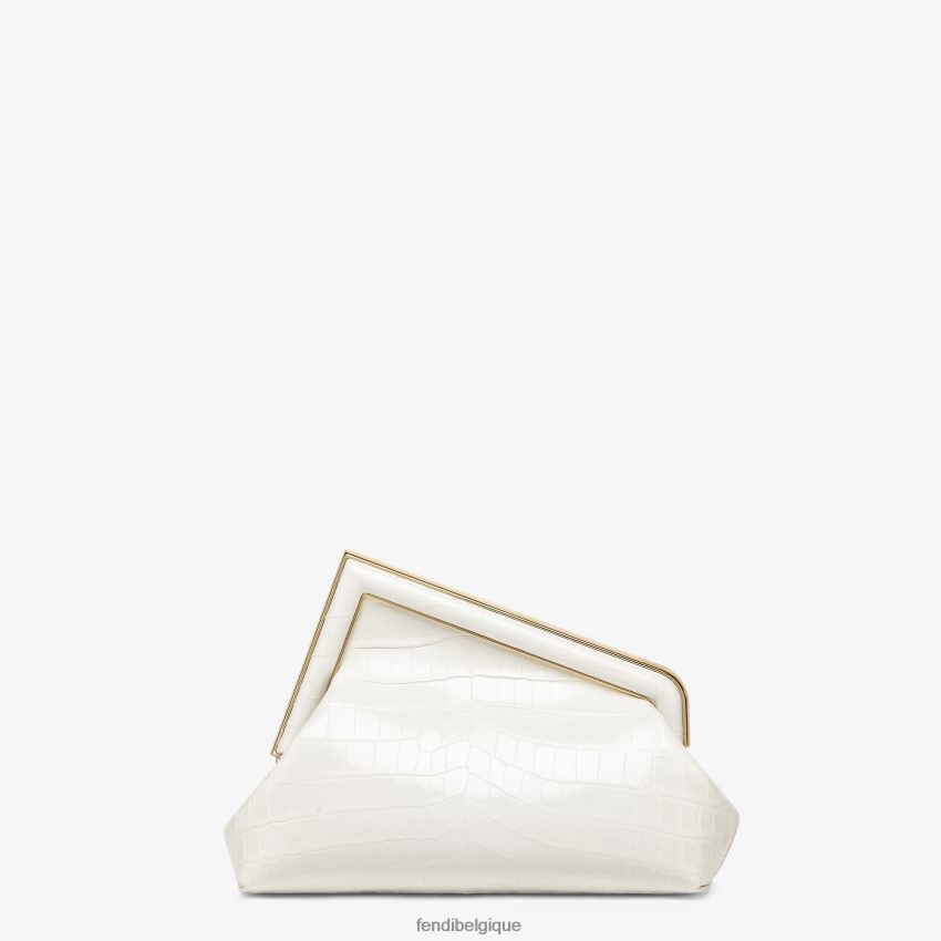 accessoires Fendi sac en cuir de crocodile laqué blanc femmes 8X8J2J907 Fendi Sac