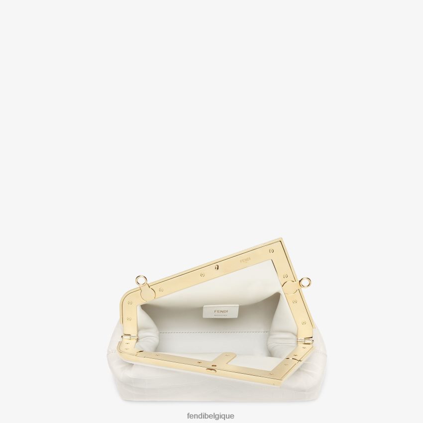 accessoires Fendi sac en cuir de crocodile laqué blanc femmes 8X8J2J907 Fendi Sac
