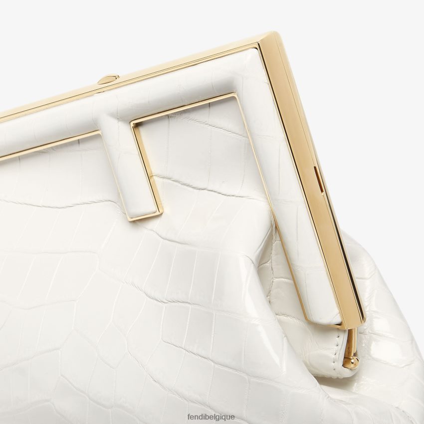 accessoires Fendi sac en cuir de crocodile laqué blanc femmes 8X8J2J907 Fendi Sac