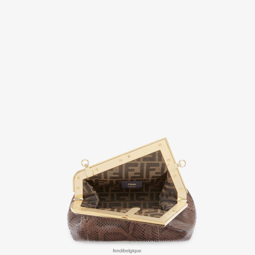 accessoires Fendi sac en cuir de python brun femmes 8X8J2J788 Fendi Belgique