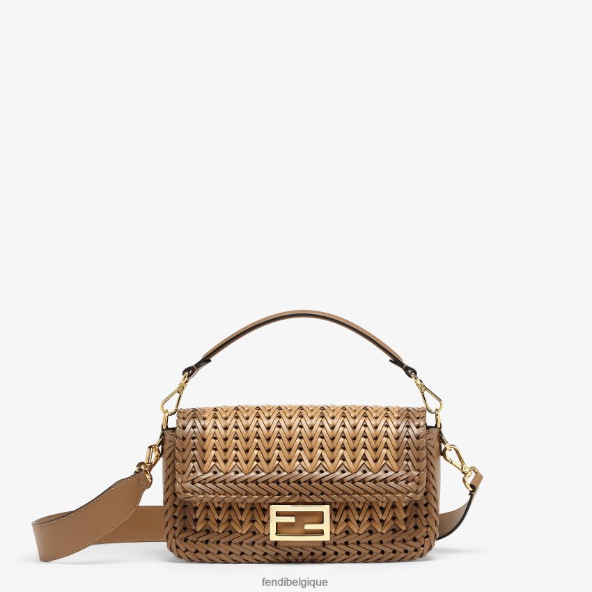 accessoires Fendi sac en cuir entrelacé brun femmes 8X8J2J658 Fendi Sac