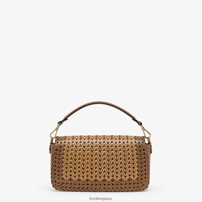 accessoires Fendi sac en cuir entrelacé brun femmes 8X8J2J658 Fendi Sac