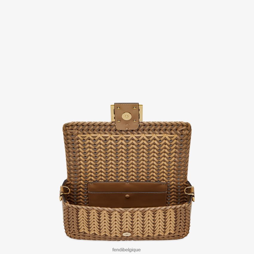 accessoires Fendi sac en cuir entrelacé brun femmes 8X8J2J658 Fendi Sac