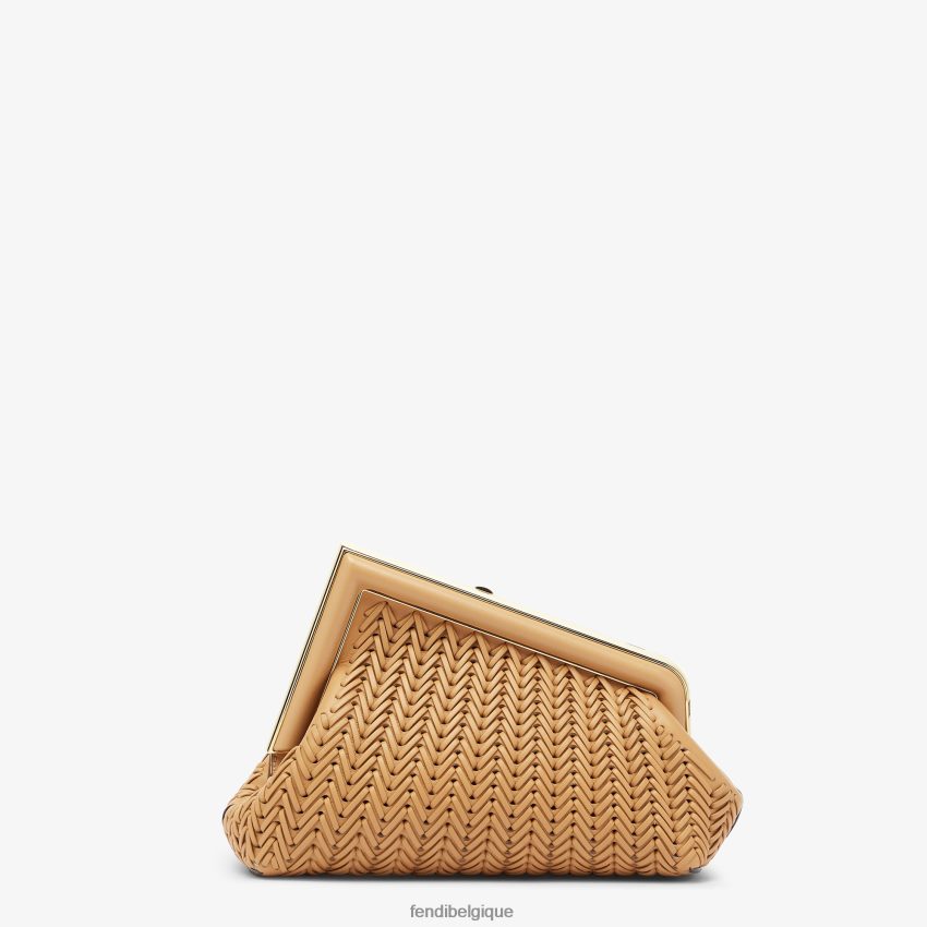 accessoires Fendi sac en cuir entrelacé brun femmes 8X8J2J659 Fendi Belgique