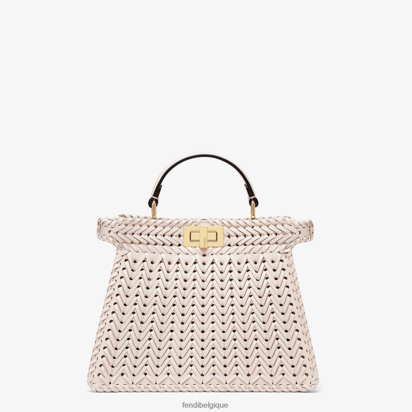 accessoires Fendi sac en cuir entrelacé camélia beige femmes 8X8J2J556 Fendi Sac