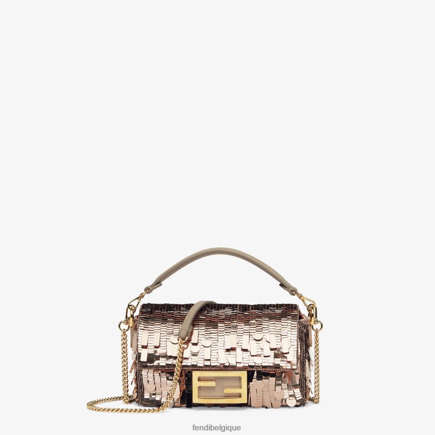 accessoires Fendi sac en cuir et sequins colombe gris femmes 8X8J2J590 Fendi Belgique