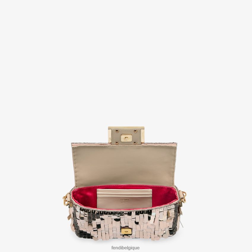 accessoires Fendi sac en cuir et sequins colombe gris femmes 8X8J2J590 Fendi Belgique