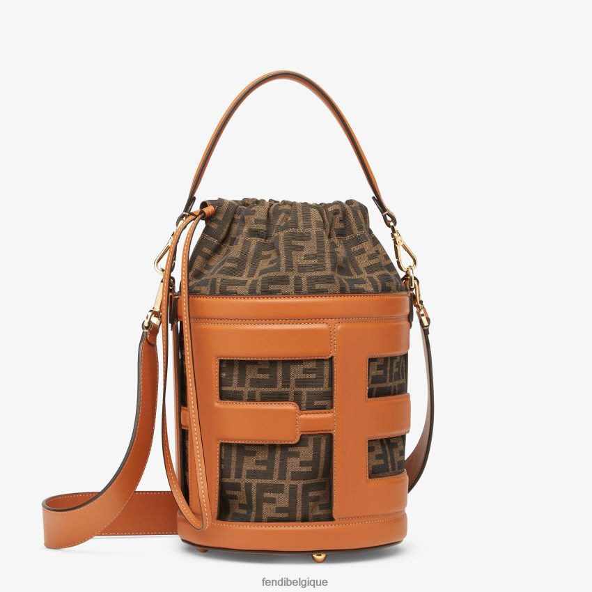 accessoires Fendi sac en cuir et tissu ff brun femmes 8X8J2J623 Fendi Belgique
