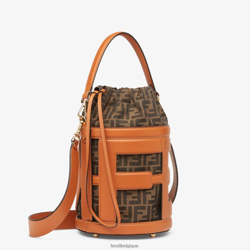 accessoires Fendi sac en cuir et tissu ff brun femmes 8X8J2J623 Fendi Belgique