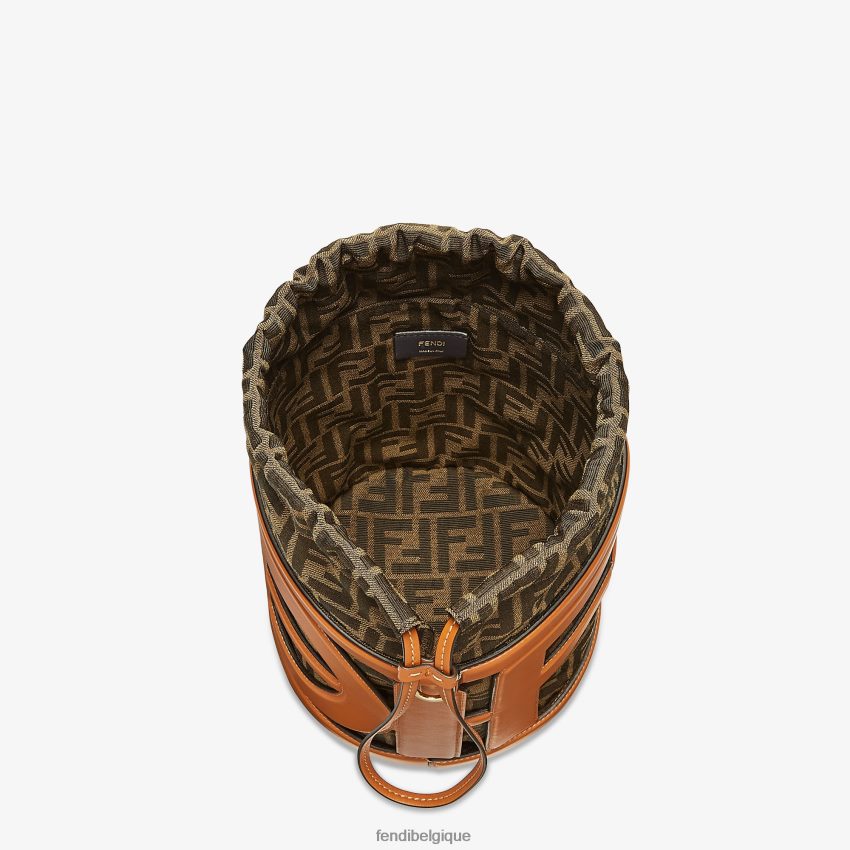 accessoires Fendi sac en cuir et tissu ff brun femmes 8X8J2J623 Fendi Belgique