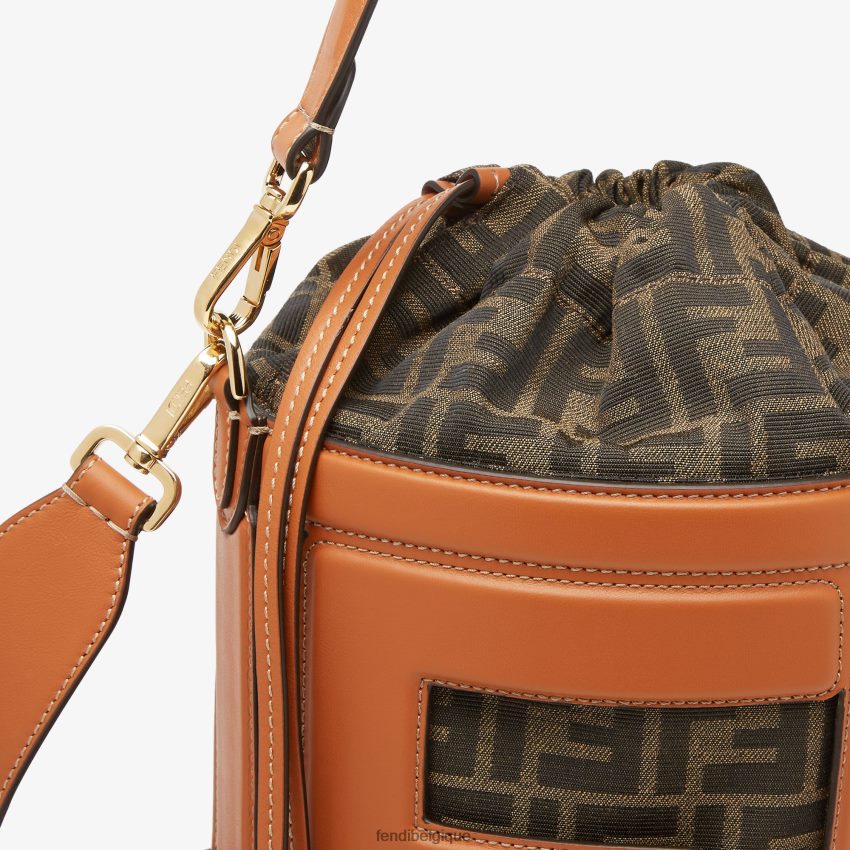 accessoires Fendi sac en cuir et tissu ff brun femmes 8X8J2J623 Fendi Belgique