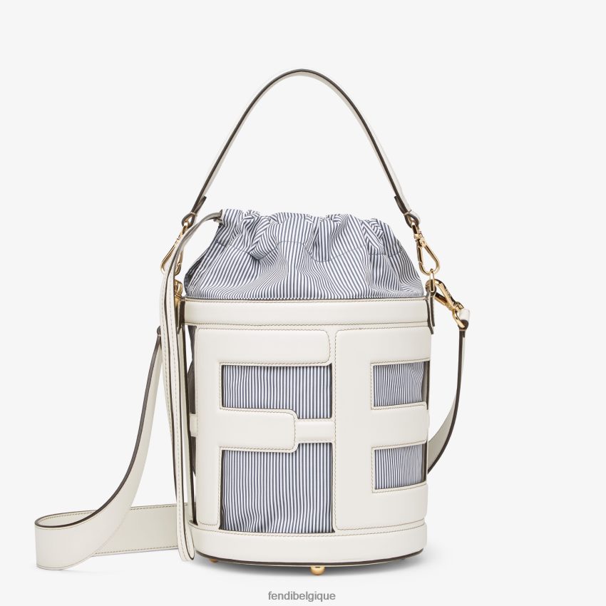 accessoires Fendi sac en cuir et tissu rayé blanc femmes 8X8J2J615 Fendi Lunette De Soleil