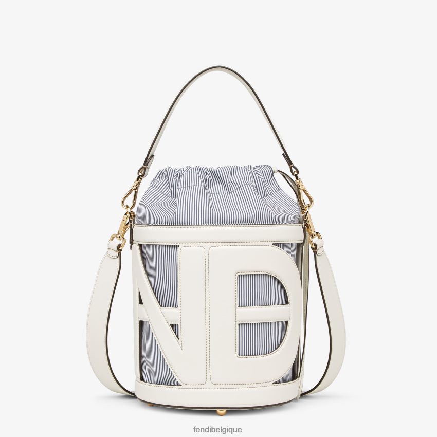 accessoires Fendi sac en cuir et tissu rayé blanc femmes 8X8J2J615 Fendi Lunette De Soleil