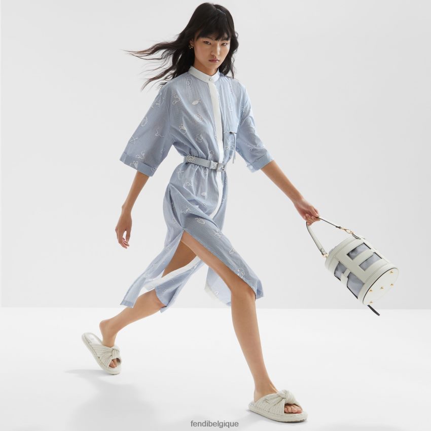 accessoires Fendi sac en cuir et tissu rayé blanc femmes 8X8J2J615 Fendi Lunette De Soleil