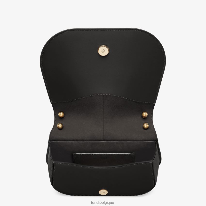 accessoires Fendi sac en cuir lisse et pleine fleur noir femmes 8X8J2J520 Fendi Sac