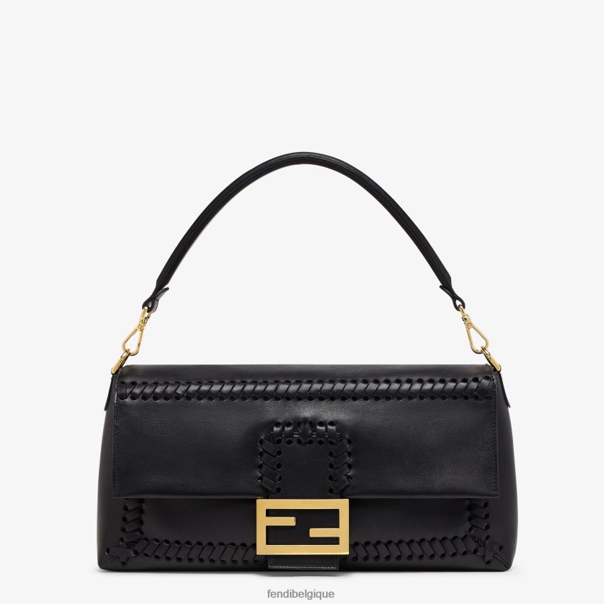 accessoires Fendi sac en cuir nappa avec filetage assorti noir femmes 8X8J2J563 Fendi Belgique