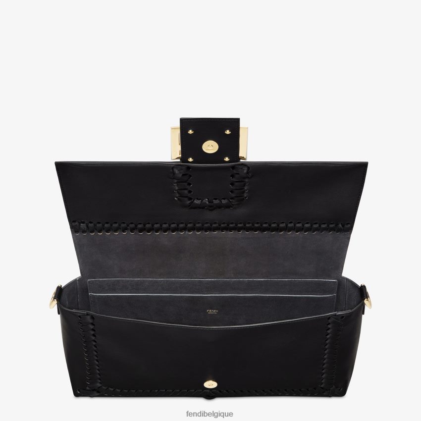 accessoires Fendi sac en cuir nappa avec filetage assorti noir femmes 8X8J2J563 Fendi Belgique