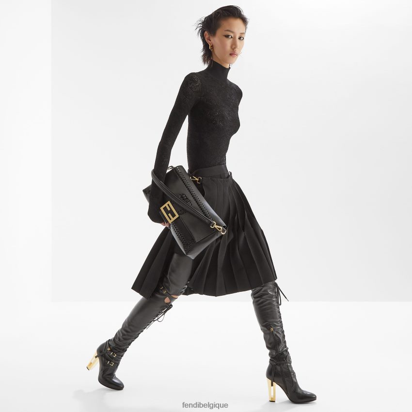 accessoires Fendi sac en cuir nappa avec filetage assorti noir femmes 8X8J2J563 Fendi Belgique