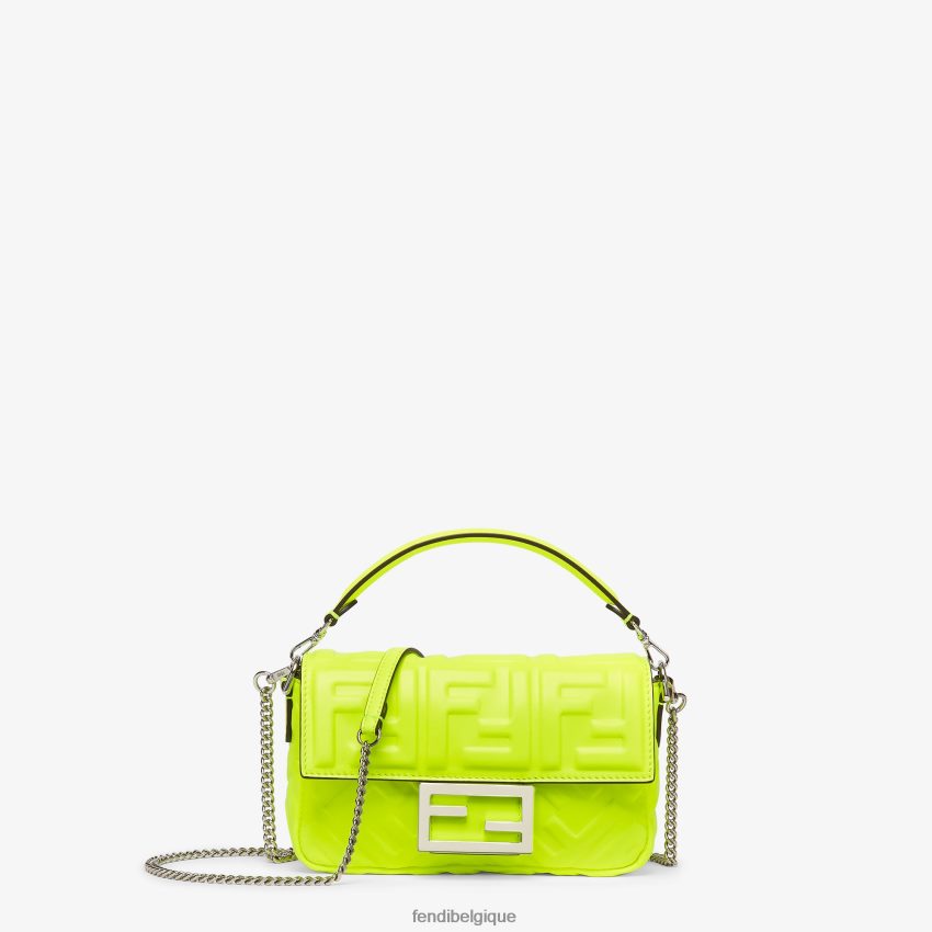 accessoires Fendi sac en cuir nappa fluo jaune femmes 8X8J2J664 Fendi Sac