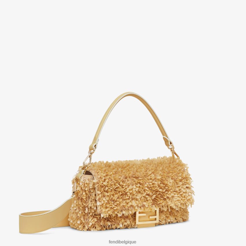 accessoires Fendi sac en cuir sable et sequins beige femmes 8X8J2J672 Fendi Lunette De Soleil