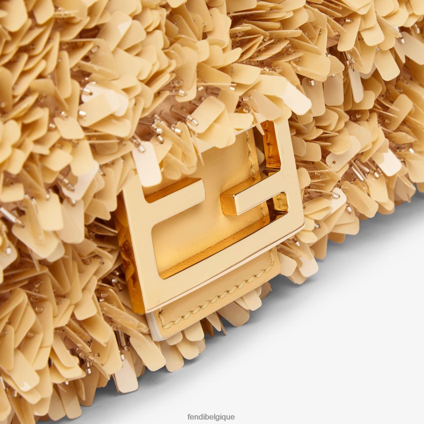 accessoires Fendi sac en cuir sable et sequins beige femmes 8X8J2J672 Fendi Lunette De Soleil