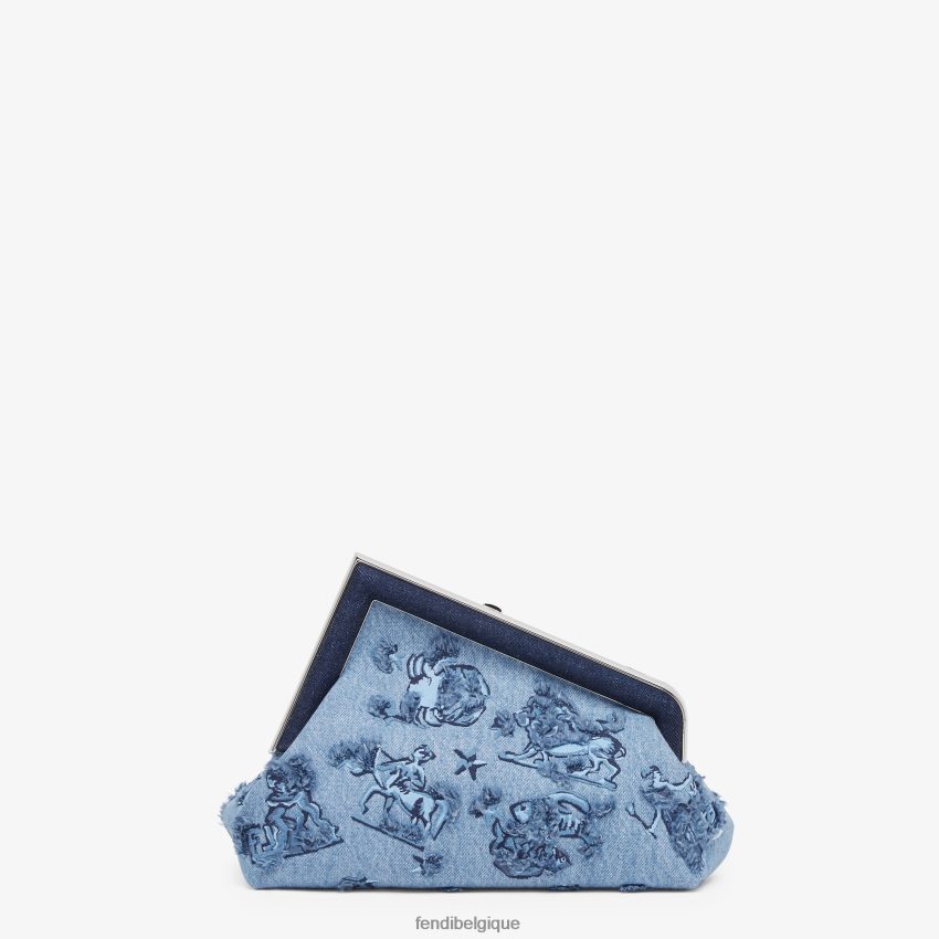 accessoires Fendi sac en jean avec broderie astrologie bleu clair femmes 8X8J2J634 Fendi Sac