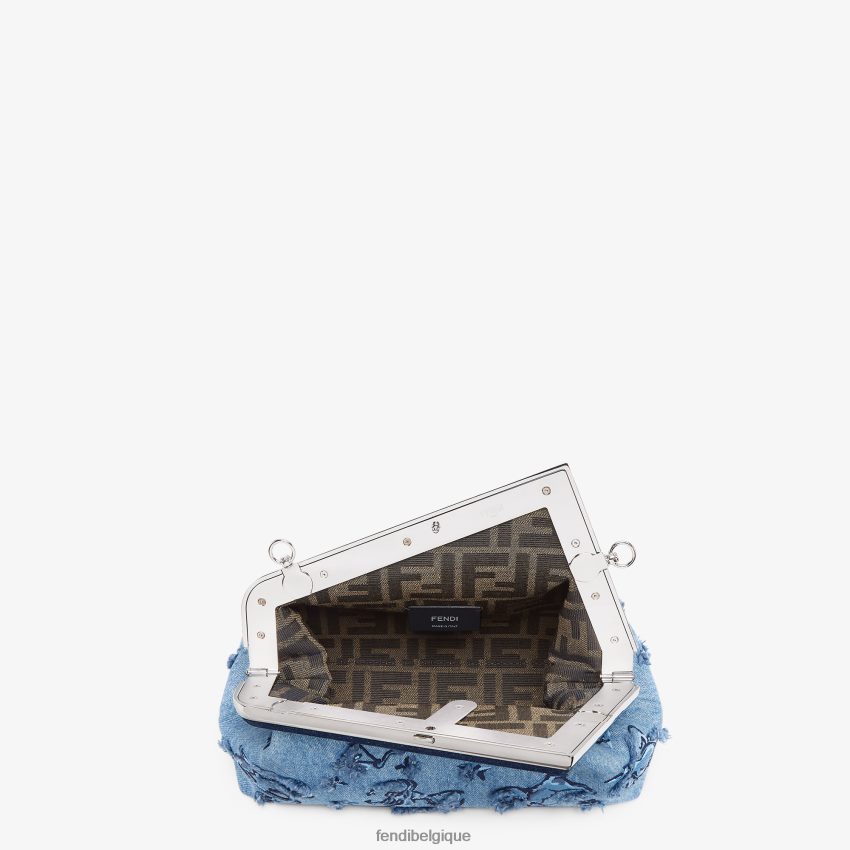 accessoires Fendi sac en jean avec broderie astrologie bleu clair femmes 8X8J2J634 Fendi Sac