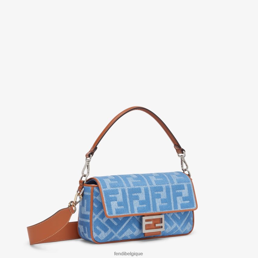 accessoires Fendi sac en jean avec broderie ff bleu clair femmes 8X8J2J626 Fendi Belgique